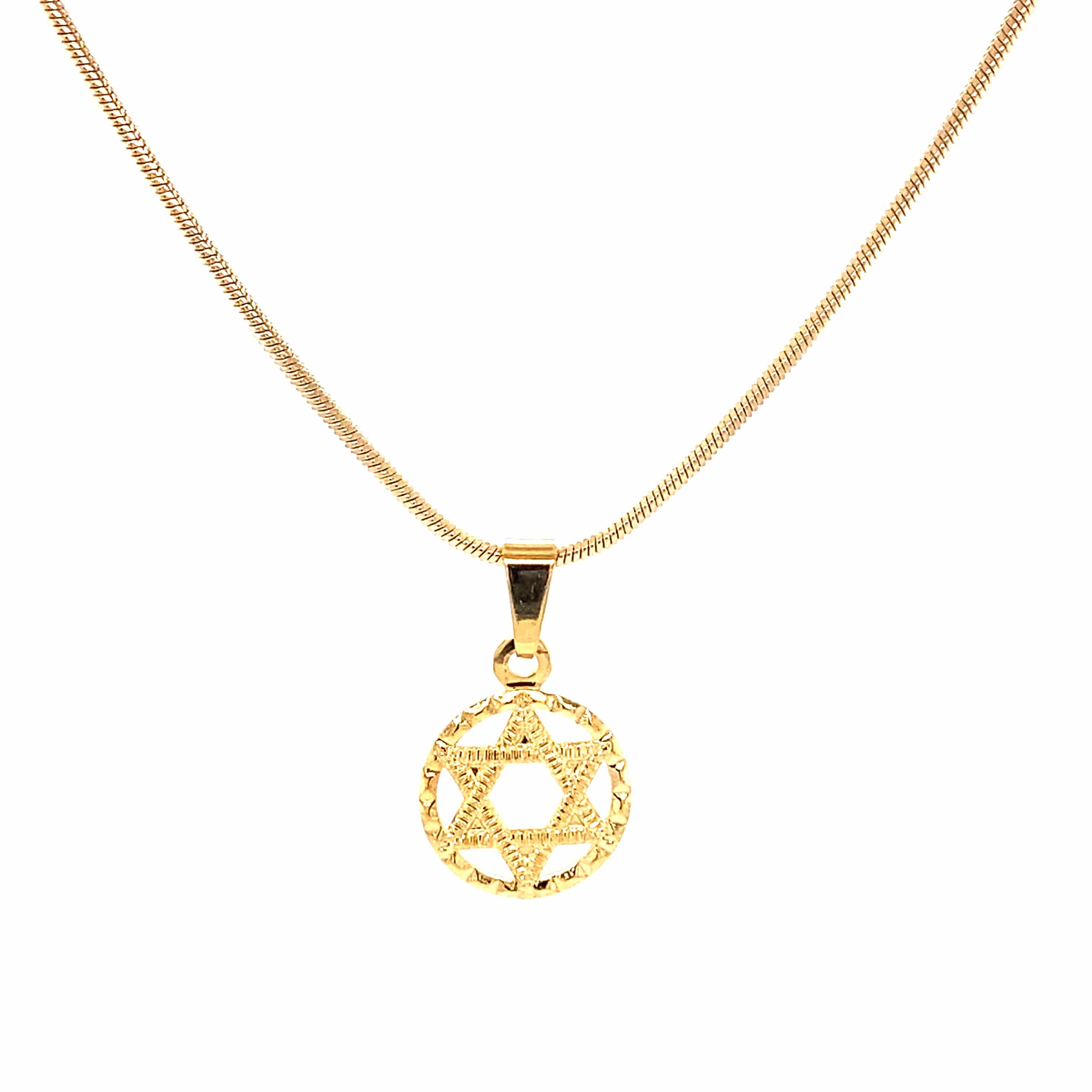 Star of David Round Small Medallion Necklace - Golden Tangerine
