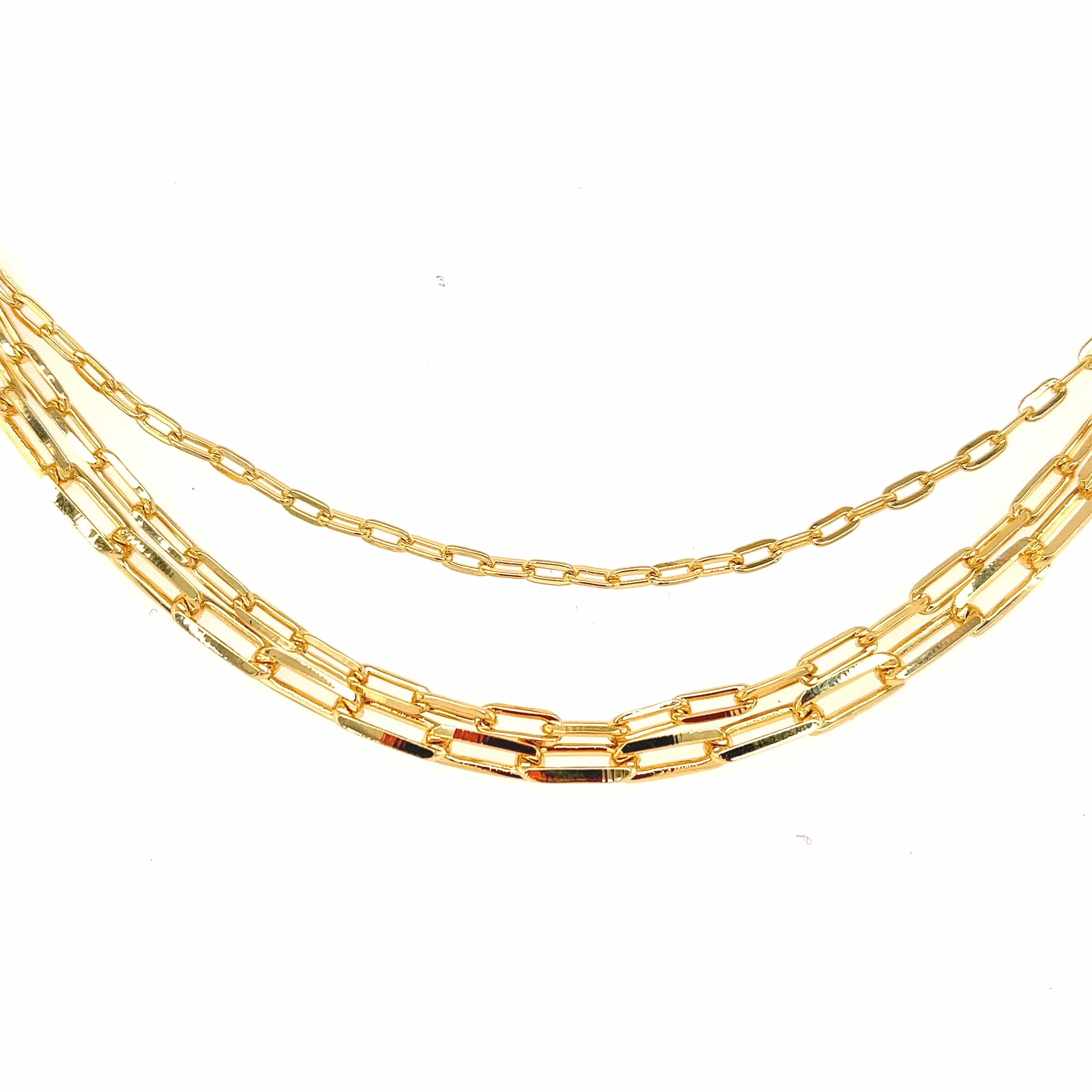 Triple Paper Clip Chain Bracelet - Yellow Gold - Golden Tangerine