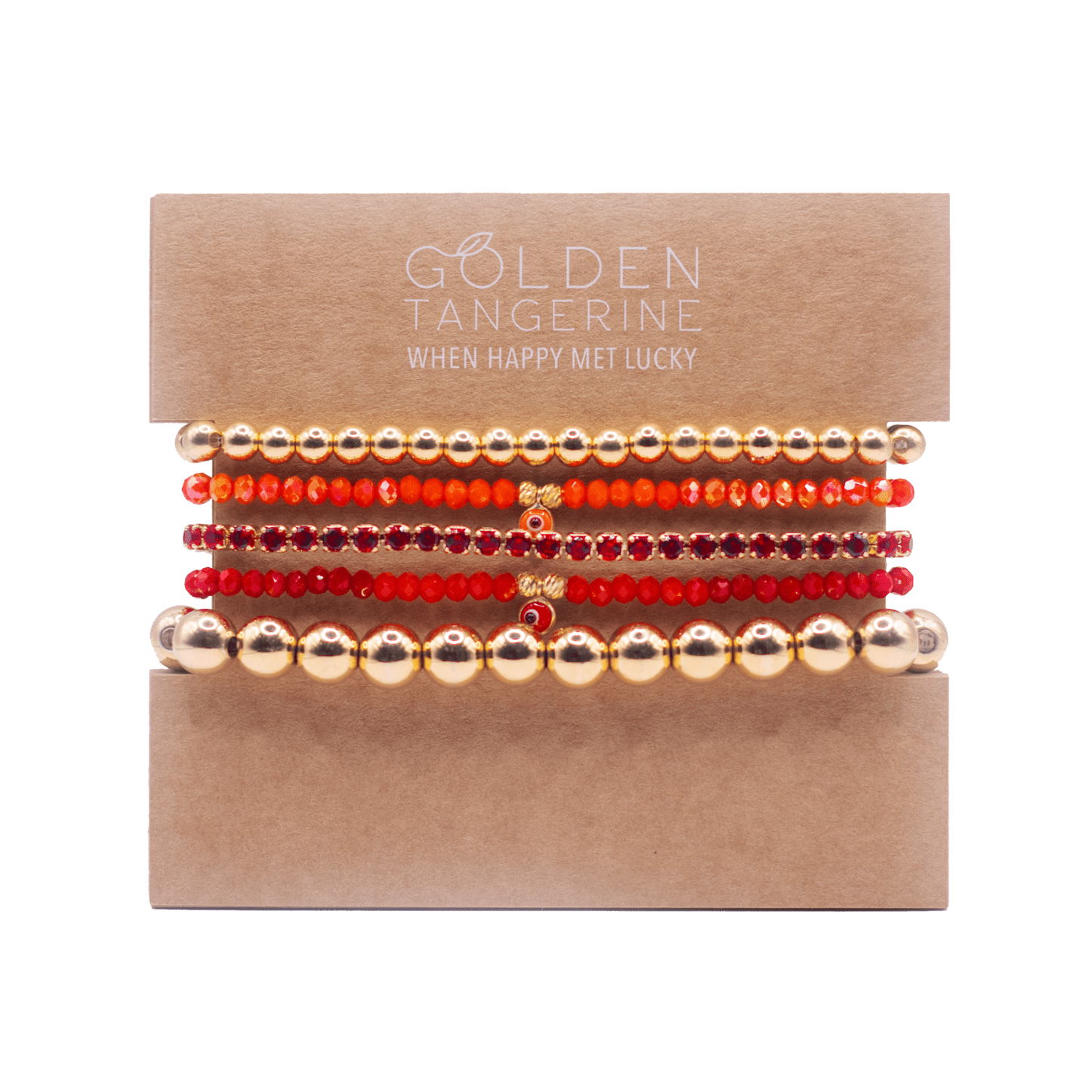The Perfect Red Set - 5 Bracelets - Golden Tangerine