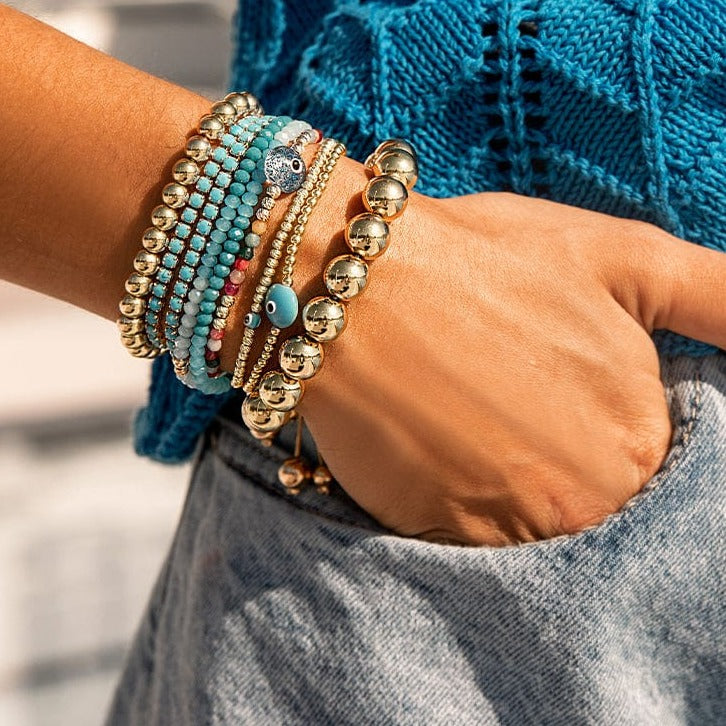 Cannes Ball Adjustable Bracelet - 10 mm Yellow Gold – Golden Tangerine