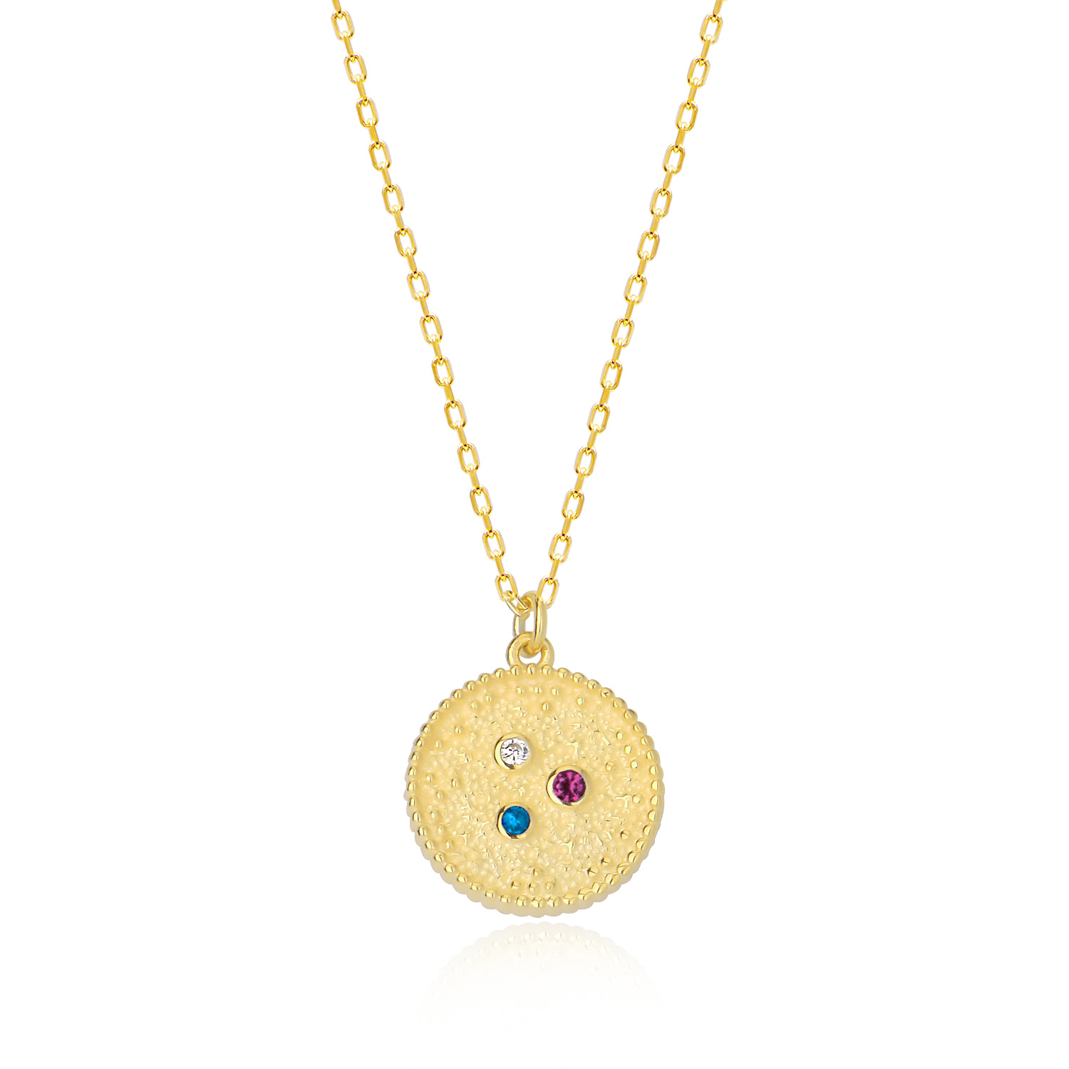 Pave Rainbow Medallion Necklace - Golden Tangerine