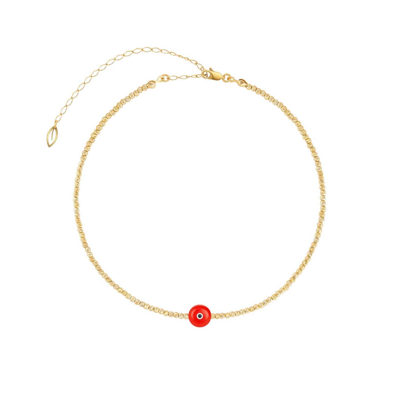 Majestic Evil Eye Bead Choker - Yellow Gold and Coral - Golden Tangerine